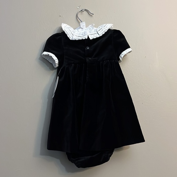 Edgehill Collection Short Sleeve Velvet Lace Babydoll Dress - Picture 2 of 9